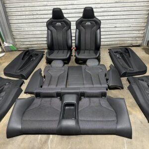 15-17 BMW F82 M4 BLACK CARBON STRUCTURE CLOTH INTERIOR FRONT REAR SEATS PANELS